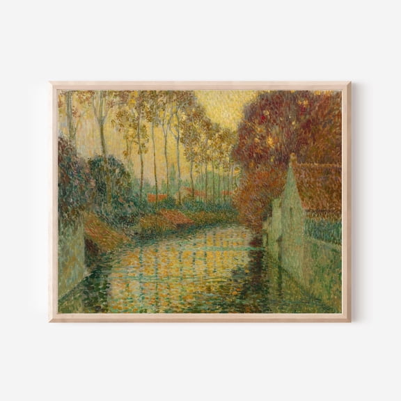 Autumn River Landscape Poster Golden Impressionist Nature Wall Art UNFRAMED Poster, Wall Art for Decor, Present, 12x18