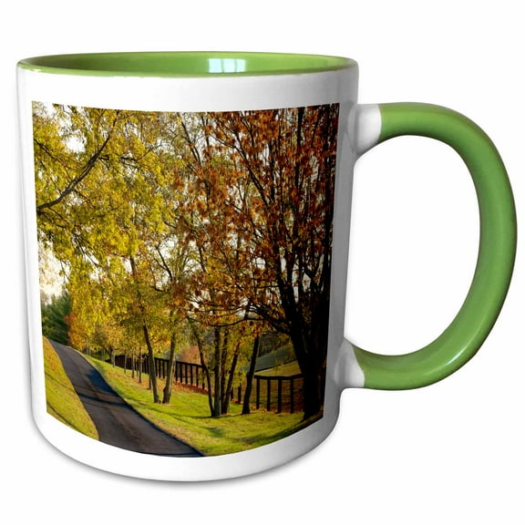 3drose, Autumn Road, Bluegrass Region, Lexington, Kentucky - Us18 Aje0392 - Adam Jones, 11oz Two-tone Green Mug