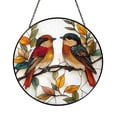 Autumn Robin Stained Glass Style Panel, Decorative Window Hanging with ...
