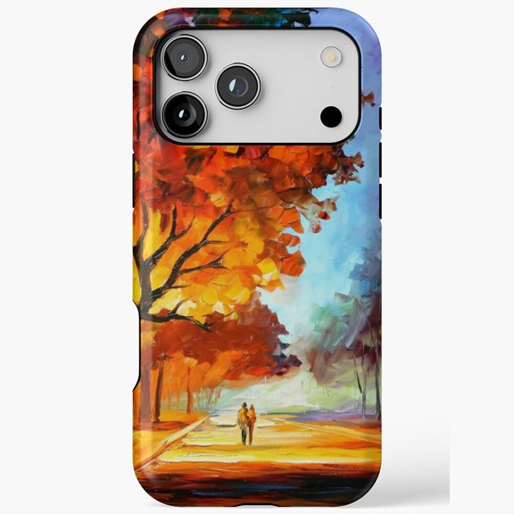 Autumn Romance Oil Painting Couple Walk for iPhone Case 11 through 17 Pro Max