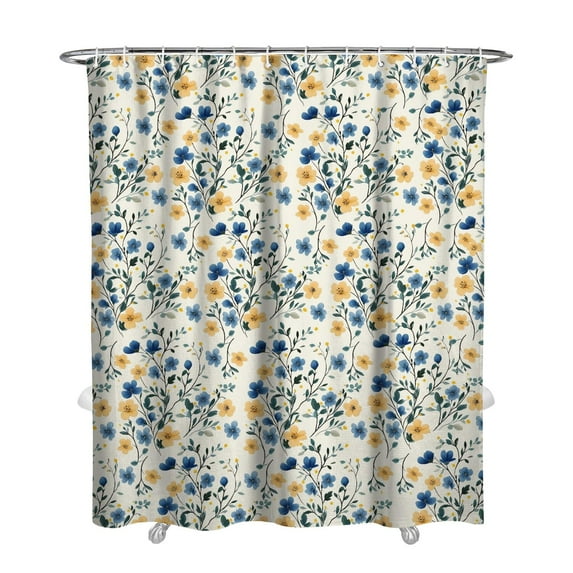 Autumn Rose and Wildflower Shower Curtain 72x84, Vintage Botanical Nature Pattern, Quick-Dry Polyester