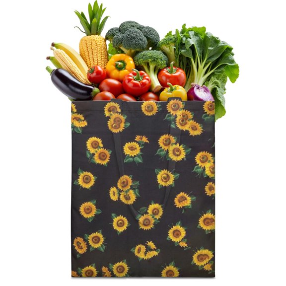 Autumn Rustic Sunflower Foldable Grocery Bag - Large Capacity & Eco-Friendly Reusable Tote