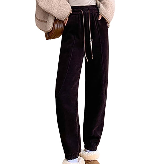 MaFYtyTPR Women Warm And Cold Cotton Pants Lightweight Plus Size High Waist Casual Versatile Women Pants Long Pants Coffee M