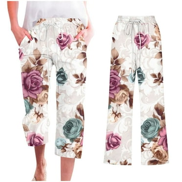 Autumn Savings SEMPAI Cropped Palazzo Drawstring Pants Mid 100%Polyester Plus Size Pants Plus Pants Regular Workout Plus Size Plus Size for Women Plus Size Pants Wal&mart Deals