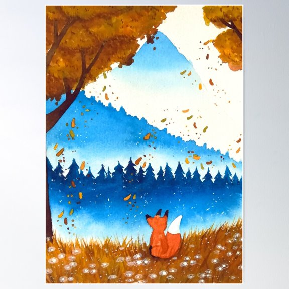 Autumn Scene Poster Wall Art, Modern Wall Decor For Living Room Bedroom, 12x18 UNFRAMED