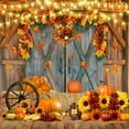 thumbnail image 1 of Autumn Scenery Backdrop Fall Forest Wood Board Farm Barn Haystack Maple Pumpkin Baby Shower Photography Background Photo Studio, 1 of 5