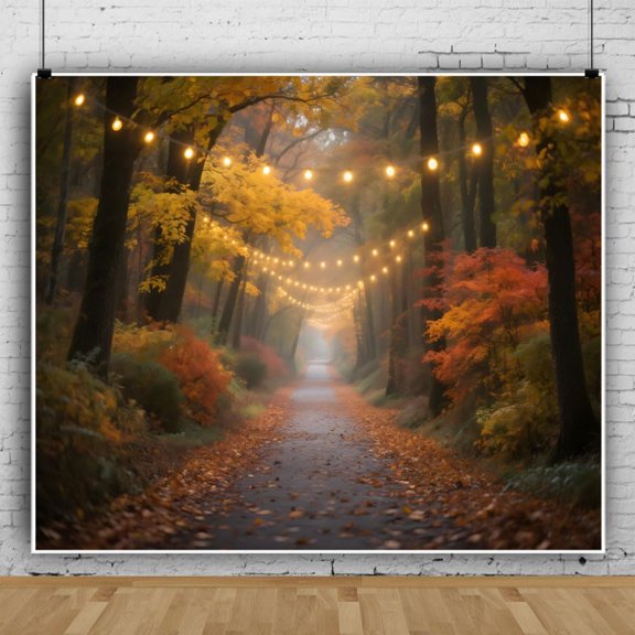 Autumn Scenery Backdrop Golden Fallen Leaves Fall Festival Natural Landscape Background Baby Shower Birthday Party Decorations Banner Photo Booth Props