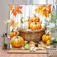 thumbnail image 1 of Autumn Scenic Shower Curtain Fall Pumpkin Farm Thanksgiving Butterfly Flower Leaf Barn Polyester Fabric Bathroom r Curtains, 1 of 5