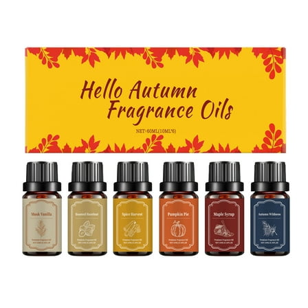 Autumn Scented Oil Diffuser Set with 6 Fragrant Blends for Home and Aromatherapy Relaxation