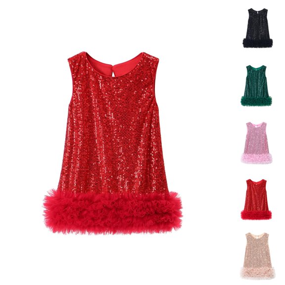 Autumn Sequin Sleeveless Tutu Dress – Tulle Princess Gown Ages 1-6, Daily & Event Outfit, Glamorous Match to Pink Dress for Girls Ensemble