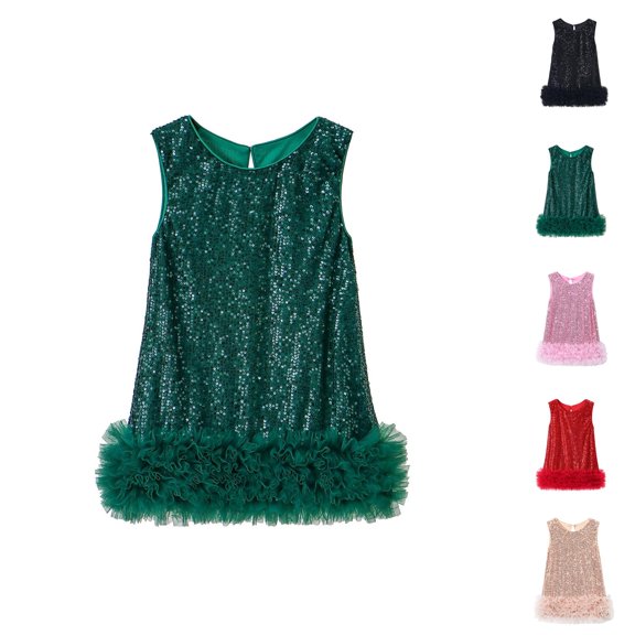Autumn Sequin Sleeveless Tutu Dress – Tulle Princess Gown Ages 1-6, Daily & Event Outfit, Glamorous Match to Pink Dress for Girls Ensemble