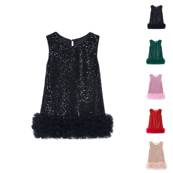 Autumn Sequin Sleeveless Tutu Dress – Tulle Princess Gown Ages 1-6, Daily & Event Outfit, Glamorous Match to Pink Dress for Girls Ensemble