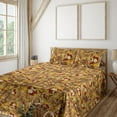 thumbnail image 1 of Ambesonne Autumn Fitted & Flat Sheet with Sham 3 Pcs Set, Fall Leafy Artwork Blooms, Twin XL, Dark Coral Mustard, 1 of 1