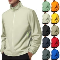 Autumn Shell Jackets for Men Full Zip-up Long Sleeve Solid Color Mens Jacket with Side Pockets Waterproof Rain Jackets Windbreaker Outdoors Activewear Plus Size S-4XL