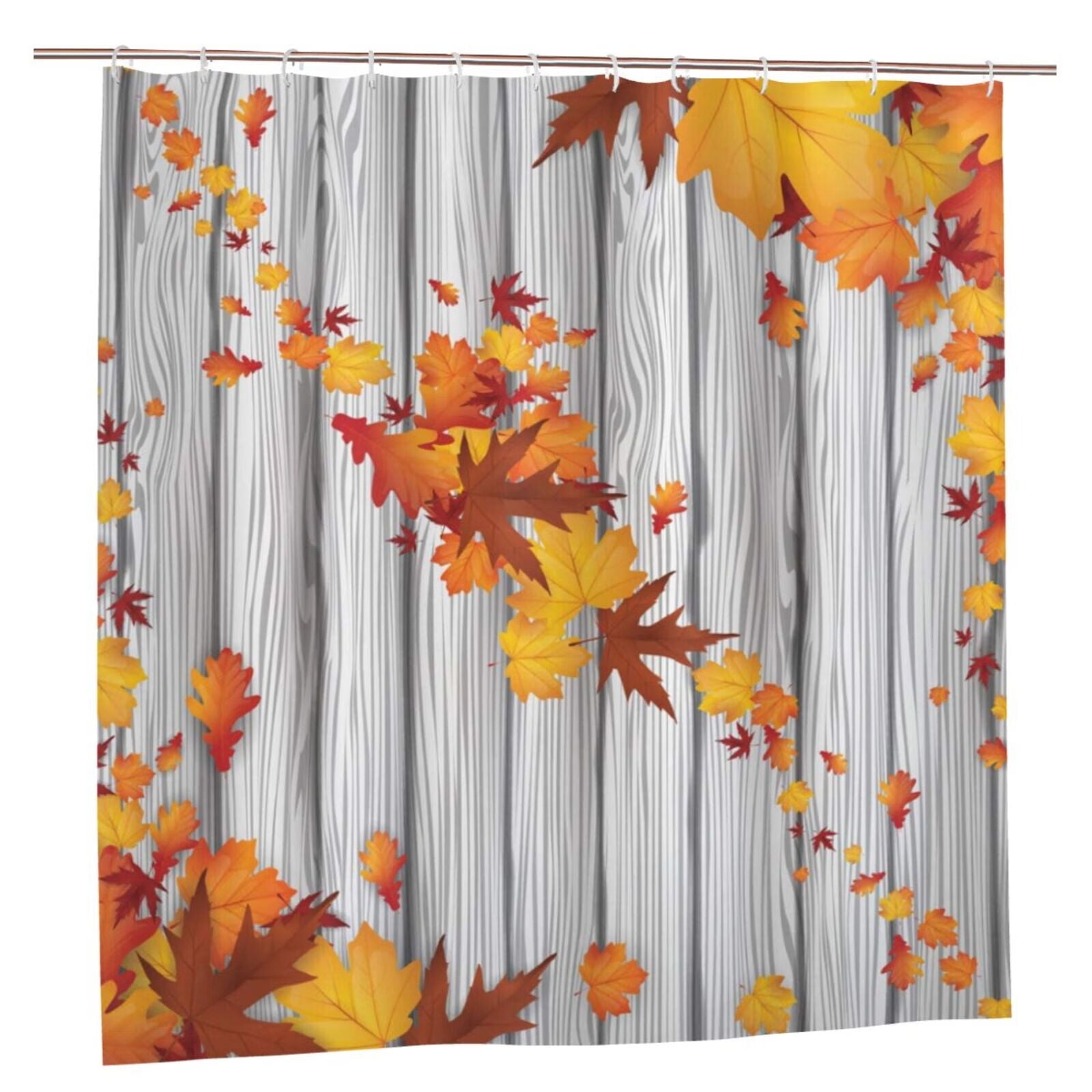 Autumn Shower Curtain, Fall Season Art Theme Maple Tree and Diagonal