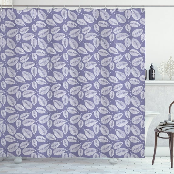 Autumn Shower Curtain, Hand Drawn Tree Branches Fall Season Foliage Forest Woodland Essence Design, Fabric Bathroom Set with Hooks, 69W X 70L Inches, Mauve and White, by Ambesonne