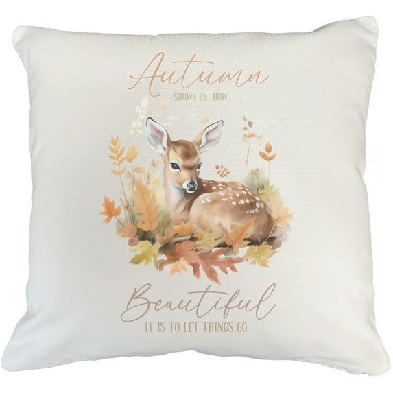 Autumn Shows Us How Beautiful It Is to Let Things Go with Watercolor Deer Art Merch Gift, White Pillow Case 20X20 IN