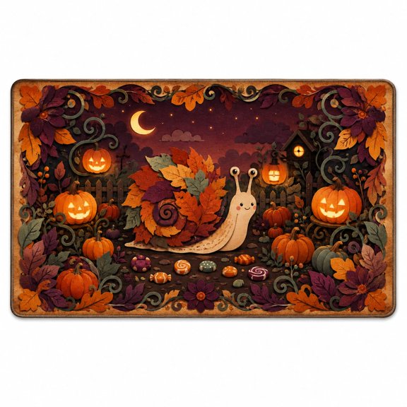 Autumn Snail Moonless Garden Rectangle Rug for Reading Nook Fall