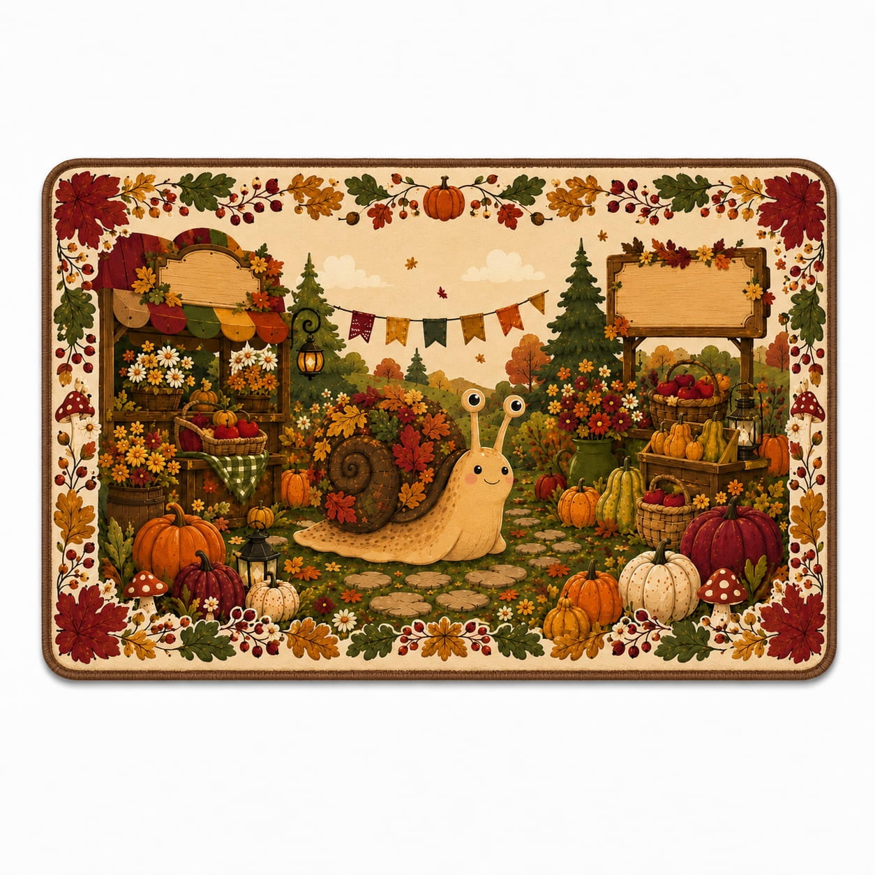 Autumn Snail Woodland Market Rectangle Rug for Bedroom Fall - Walmart.com