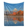 thumbnail image 1 of Autumn Soft Flannel Fleece Blanket, Grand Teton National Park Reflection on Lake Landscape of Tangerine Tones Aspen Tree, Cozy Plush for Indoor and Outdoor Use, 70" x 90", Multicolor, by Ambesonne, 1 of 5
