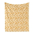 thumbnail image 1 of Autumn Soft Flannel Fleece Blanket, Simple Delicate Leafs Detailed Illustration Pastel Toned Uni-color Background, Cozy Plush for Indoor and Outdoor Use, 60" x 80", Pale Orange White, by Ambesonne, 1 of 5