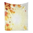 thumbnail image 1 of Autumn Soft Flannel Fleece Throw Blanket, Fall Season Composition with Flying Dried Maple Tree Foliage, Cozy Plush for Indoor and Outdoor Use, 50" x 70", Pale Mustard Dark Orange, by Ambesonne, 1 of 5