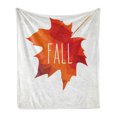 thumbnail image 1 of Autumn Soft Flannel Fleece Throw Blanket, Low Poly Maple Leaf Design in Warm Colors on Off White Background, Cozy Plush for Indoor and Outdoor Use, 70" x 90", Burnt Orange Off White, by Ambesonne, 1 of 6