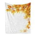 thumbnail image 1 of Autumn Soft Flannel Fleece Throw Blanket, Maple Leaf Branches in Fall Season Environment Themed Digital Design, Cozy Plush for Indoor and Outdoor Use, 60" x 80", Yellow Orange and Brown, by Ambesonne, 1 of 5
