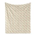 thumbnail image 1 of Autumn Soft Flannel Fleece Throw Blanket, Pine Cones Leafs Rose Hip Seasonal Floral Composition with Soft Colors, Cozy Plush for Indoor and Outdoor Use, 50" x 70", Cream and Dark Peach, by Ambesonne, 1 of 5
