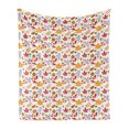 thumbnail image 1 of Autumn Soft Flannel Fleece Throw Blanket, Seasonal Leaves Mixed Floral Illustration Plain Background Print, Cozy Plush for Indoor and Outdoor Use, 50" x 70", Vermilion and Burnt Orange, by Ambesonne, 1 of 5