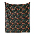 thumbnail image 1 of Autumn Soft Flannel Fleece Throw Blanket, Wild Forest Season Gazelle Deer Fall Colors Leaves Pattern Composition, Cozy Plush for Indoor and Outdoor Use, 60" x 80", Amber and Jade Green, by Ambesonne, 1 of 5