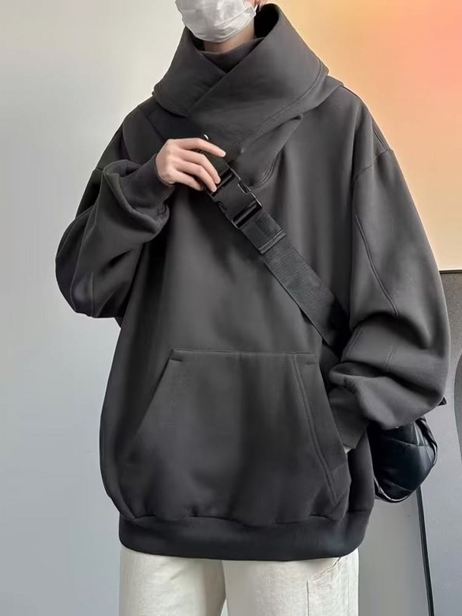 Autumn Solid Color Japanese Ninja Hoodies Men's Turtleneck