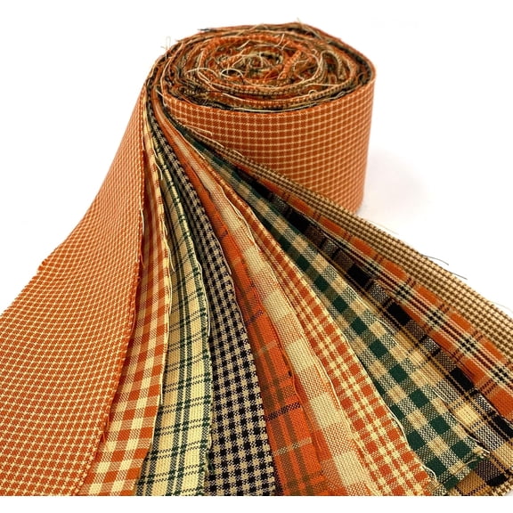 Autumn Spice Homespun Cotton Orange Plaid Fabric 22 pc 2.5" X 44" Precut Strips (Jelly Roll) by