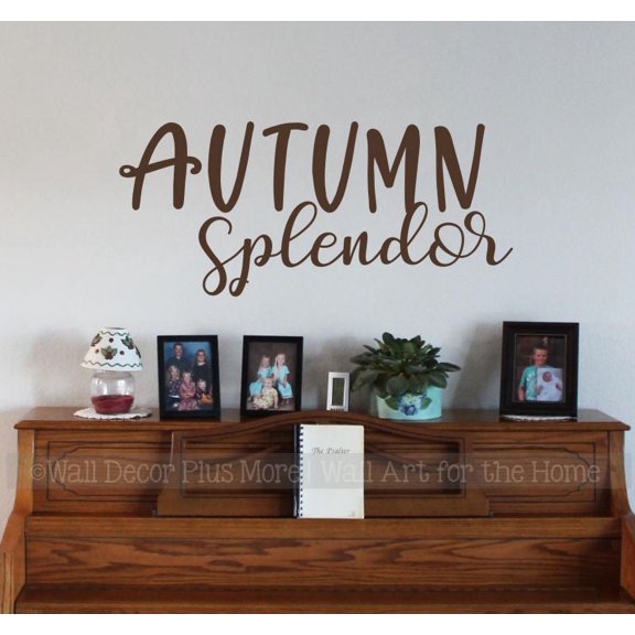 Autumn Splendor Wall Quote Decal Vinyl Sticker Fall Decor Art Home Office School 36x15-Inch Chocolate Brown