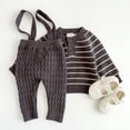 thumbnail image 1 of Autumn Spring Newborn Baby Boys Girls Clothing Suit Long Sleeved Striped Sweater+Strap Pants Infant Baby Knitting Clothes Set, 1 of 6