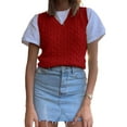 thumbnail image 1 of Autumn Spring Women V-Neck Sleeveless Knit Sweater Vest, 1 of 5