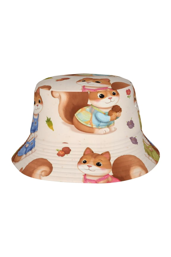 Autumn Squirrel Fisherman's Hat Lightweight and Breathable Sun Hat Suitable for Both Men and Women