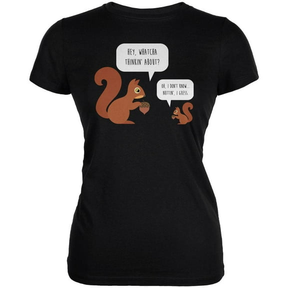 Autumn Squirrel Nut Pun Juniors Soft T Shirt Black SM