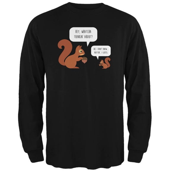 Autumn Squirrel Nut Pun Mens Long Sleeve T Shirt Black MD