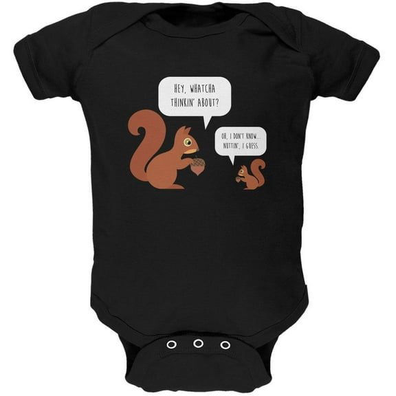 Autumn Squirrel Nut Pun Soft Baby One Piece Black 3 Month