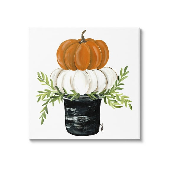 Autumn Stacked Pumpkin Harvest Holiday Graphic Art Gallery Wrapped Canvas Print Wall Art