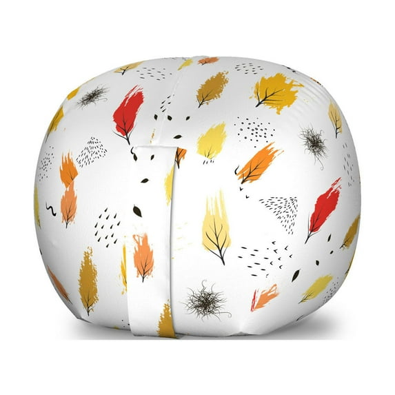 Autumn Storage Toy Bag Chair, Modern Art Themed Simplistic Colorful Seasonal Trees on Plain Background, Stuffed Animal Organizer Washable Bag, Small Size, Earth Yellow Vermilion, by Ambesonne