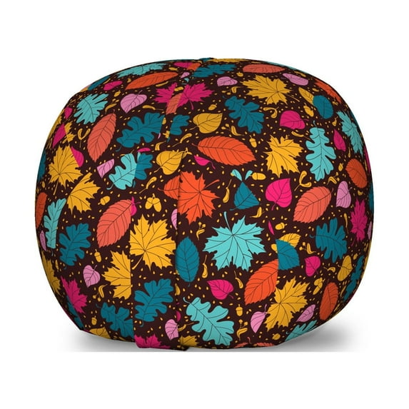 Autumn Storage Toy Bag Chair, Repeating Floral Pattern with Fall Season Leaves of Maple Oak and Aspen Trees Print, Stuffed Animal Organizer Washable Bag, Small Size, Multicolor, by Ambesonne