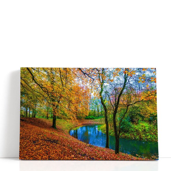 Autumn Stream - Wrapped Canvas Print Wall Art | 24" W x 16" H
