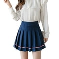 thumbnail image 1 of Autumn Strip Women High Waist Pleated Skirt Fashion Skirts College Style Student Girls Skirt, 1 of 6