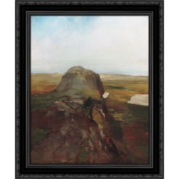 Autumn Study, View over Hanging Rock, Newport, R.I. 20x23 Black Ornate Wood Framed Canvas Art by LaFarge, John