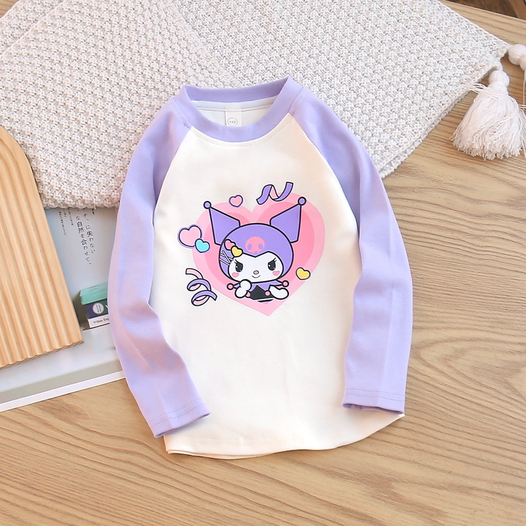 Autumn Summer Kawaii Kuromi Anime Sanrio Children Printed Long Sleeves  Cotton Base Cute Cartoon Ins T Shirt Clothing Gifts Toys - Walmart.com, image size:1080x1080