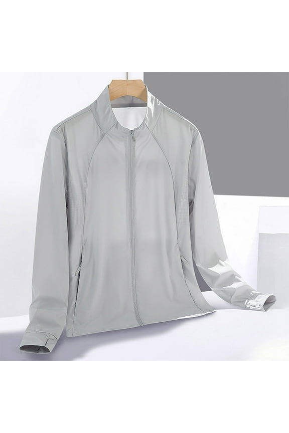 Autumn Summer Women's Jacket Sun Proof Lightweight Long Sleeve Breathable Round Neck Shirt Zipped Closure with Key Pockets Sun Protective Clothing