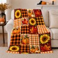 thumbnail image 1 of Autumn Sunflower Pumpkin Patchwork, Cozy Friendship Quote Scene, Warm Flannel Blanket for Living Room and Reading Nook, Art Lovers Thanksgiving Gift, Artistic Home Decor, 1 of 9