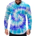 thumbnail image 1 of Autumn T Shirts for Man Round Neck Long Sleeve Tops Tie Dye Print Fall Blouses, 1 of 5